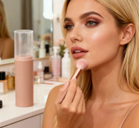 Ensemble professionnel de 5 pinceaux de maquillage ronds pour le visage avec pinceau éventail en fibres synthétiques pour un usage quotidien