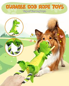 Jouet à mâcher pour animaux de compagnie en peluche Dragon, jouet à tirer en corde, jouet en peluche de coton résistant aux morsures pour chien, jeu intérieur/extérieur - Product Image 2