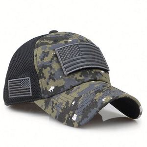 Casquette de baseball camouflage drapeau américain de haute qualité en gros, personnalisable - Product Image 6