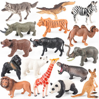 Modèle de simulation animale yxs, jouet éducatif solide pour le développement cognitif : lion, tigre, girafe, éléphant, rhinocéros, hippopotame, panda, kangourou, loup