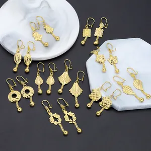 JXX Trend 24K Gold plattiert Messing gestürztes Ohr langes Anhänger Ohrring für Damen-Schmuck Großhandel