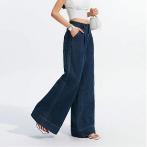 أزياء المرأة عالية الخصر تنفس جيب مطوي واسع الساق الجينز فضفاضة تنوعا متعرج فضفاض المرأة الجينز عارضة الجينز السراويل - Product Image 2