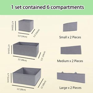<b>Collapsible</b> Glossy 6-Set Eco-Friendly Modern Non-Woven Fabric Multifunction Clothing Organizer Rectangle Bra Sock <b>Storage</b> 5-10kg - Product Image 2