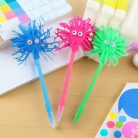 Stylo Bille Anti-Stress en Caoutchouc Orange Personnalisé, Design Créatif, Mignon et Adorable, Tête de Monstre Pieuvre Pelucheuse
