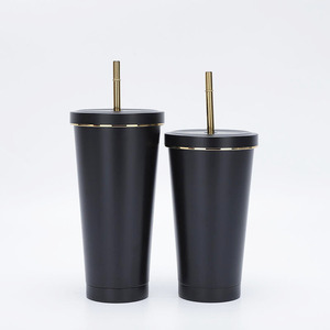 500ml Stainless Steel Vacuum Tumbler With Straw Lid Custom Logo Coffee <b>Mug</b> for Travel Office Gift - Product Image 1