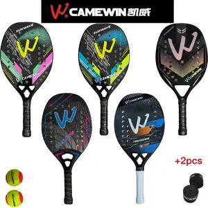 Kit 2 raquetes de tênis de praia fibras de carbono macio EVA Camewin Nota Fiscal original produto no Brasil(VERMELHO BRANCO/VERDE)