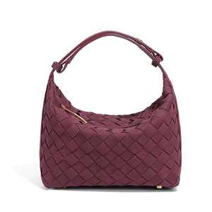 Women's Lady Fashion Handmade Weaving Luxury Vintage Woven Soft Suede PU Leather Waterproof Portable Underarm Beach <b>Bag</b> Flowers - Product Image 3