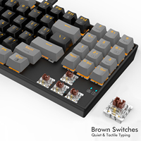 Teclado mecánico compacto de 89 teclas, interruptor marrón, retroiluminación LED intercambiable, con cable, para videojuegos