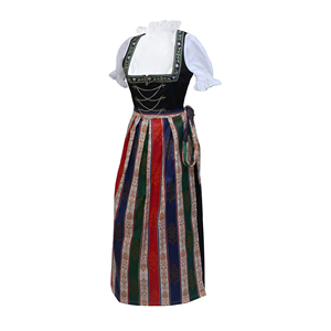 ชุดเดรส Dirndl แบบดั้งเดิมสำหรับผู้หญิงขายส่ง ชุดเสื้อปักลาย กระโปรงลายทาง พร้อมผ้ากันเปื้อน ทรงเอไลน์ ยาวแบบแม็กซี่ เหมาะสำหรับงานเทศกาลและงานปาร์ตี้ - Product Image 2