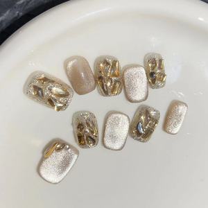 Ongles en acrylique faits main, personnalisés, épais, réutilisables, à presser, style français, pointes de <span class=keywords><strong>manucure</strong></span>, motif amande, portables, emballés sur carte - Product Image 6