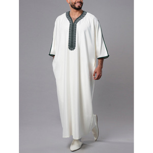 Elegante Thobe Marocchino da Uomo Stampato, Kaftan a Maniche Lunghe, Tunica Islamica in Poliestere Vestibilità Ampia per Tutte le Stagioni - Product Image 4