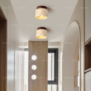 Lámpara de Techo Japonesa Wabi Sabi LED Retro de Travertino para Entrada, Pasillo, Balcón, Luz Pequeña de Superficie - Product Image 1