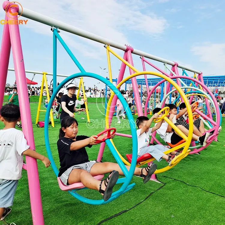 Parc d'attractions non motorisé, enfants jouent au sol en acier, balançoire de loisirs en métal, ensemble de balançoire sans puissance