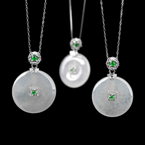 Colgante de Esmeralda Natural con Amuleto de la Paz - Plata S925 con Collar de Cuentas de Jade de Grado Hielo para Damas, Colgante de Jade - Product Image 5