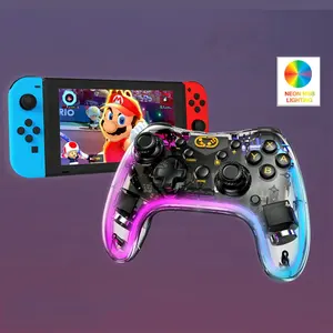 Gaming Handvat Neon Kleurrijke Licht Joystick Joypad Draadloze Gamepad Met Rgb Licht Voor Nintendo Switch/Pro Controller