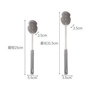 Extendable Silicone Cup <b>Brush</b> Long Handle Grey For Bottle Cleaning Household Use - Product Image 5