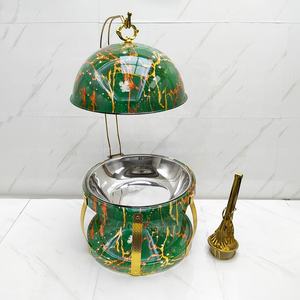 Catering büfe restoran ekipmanları lüks zarif yeşil paslanmaz çelik reşo çanak Bain Marie yakıt 8L asılı masa üstü - Product Image 1