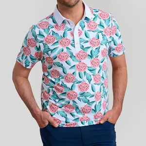 Camicie da Golf in poliestere Spandex da uomo con stampa tutta su t-Shirt Polo da uomo