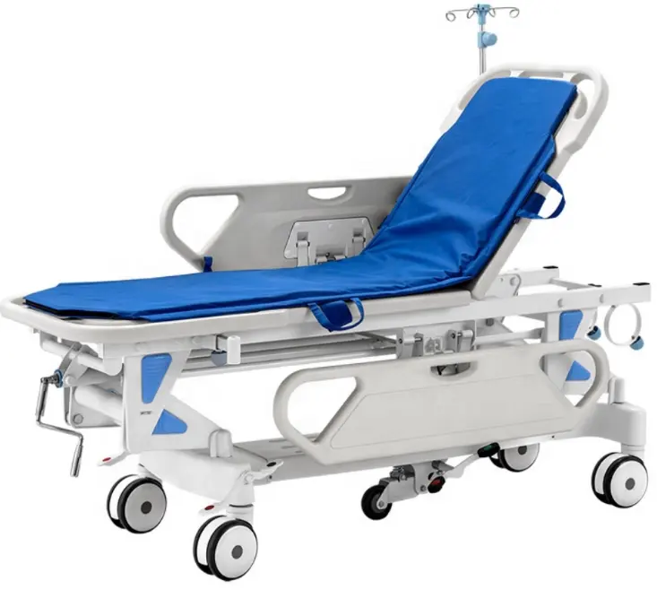 Hastane ekipmanları lüks hasta hidrolik arabası ABS hasta sedye acil taşıma arabası ambulans sedye yatak