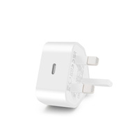 Cargador Rápido GaN de 20W con Enchufe de 3 Pines para Reino Unido, Mini Adaptador de Corriente USB-C PD, Protección de Seguridad OVP, Cargador de Pared con Certificación CE UKCA para iPhone 15/16 y iPad