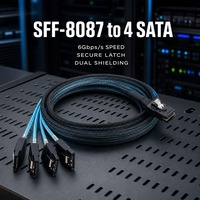 Cable de Disco Duro SFF-8087 Mini SAS de 36 Pines a 4 SATA de 7 Pines, 6 Gbps, Doble Blindaje de Lámina de Aluminio, Cable de Cobre Estañado