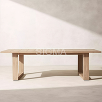 Table de jardin contemporaine en teck massif pour villa de luxe, patio et terrasse, style nordique minimaliste