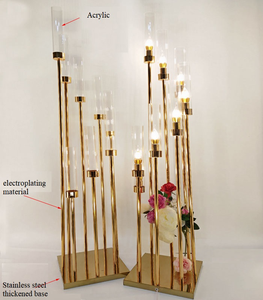 8-Head ferro placcatura oro alta candelabro oggetti di scena di nozze per la zona di benvenuto decorazione festa di casa-elegante strada piombo T piattaforma <span class=keywords><strong>finestra</strong></span> - Product Image 6