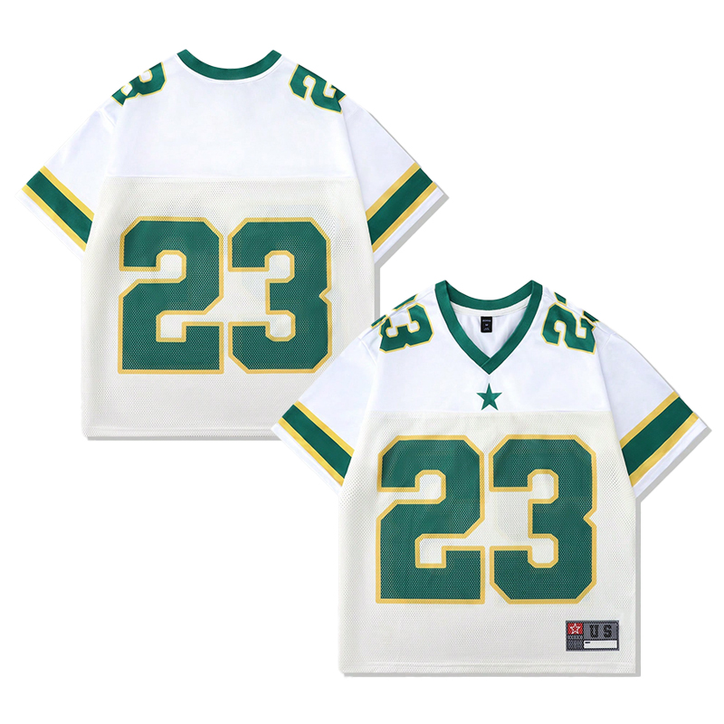 White with green characters