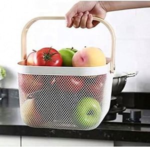 Metal Mesh <b>Basket</b> with Handle Square Harvest Storage <b>Small</b> <b>Basket</b> with Handle for Shopping Garden Bathroom Kitchen Organizing - Product Image 3
