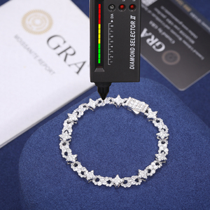 Moda Daity takı Pass elmas Tester 8mm 925 ayar gümüş VVS Moissanite buzlu Out Infinity yıldız bağlantı bilezik erkekler için - Product Image 3