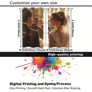 Rideaux avec photo personnalisée, <span class=keywords><strong>texte</strong></span>, logo, taille personnalisée, ensemble de 2 panneaux, cadeaux pour la famille, les amis, décorations festives - Product Image 3