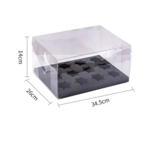 Rectangular Transparent PET Plastic <b>Cupcake</b> Box 6 Holes Black White Cardboard Embossing Matt Lamination UV Coating Printing - Product Image 3
