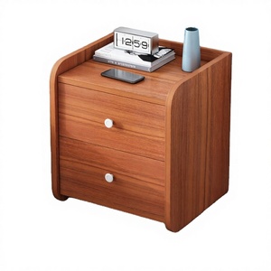 Modern Wooden Nightstand with 2 Drawers Rounded Corner <b>Bedside</b> Table Bedroom <b>Storage</b> Cabinet Factory Direct - Product Image 3