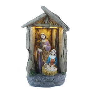 Figurine débardeur créative en résine pour noël, statue de famille religieuse, à Led, éclairage Led, amante - Product Image 1