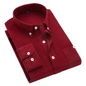 Camicia da Uomo in Velluto a Coste, Tinta Unita, Maniche Lunghe, Vestibilità Slim, Casual, con Colletto e Bottoni, per Uso Quotidiano e Formale, Economica, Stile <span class=keywords><strong>POLO</strong></span>, Taglie <span class=keywords><strong>Oversize</strong></span> - Product Image 3