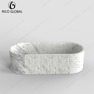 Baignoire Courbe en Marbre Blanc de Carrare, Modèle OEM BT-137A pour Design de Salle de Bain, Élégante, Fabriquée en Malaisie - Product Image 6