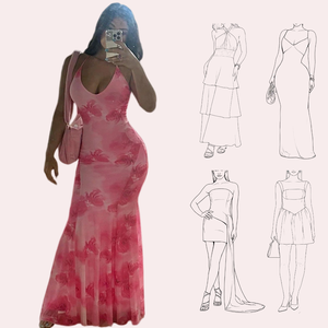 Robes d'été pour femmes roses à imprimé floral, dos nu sexy, bretelles fines, <span class=keywords><strong>robe</strong></span> longue de soirée pour femme, queue de poisson - Product Image 3