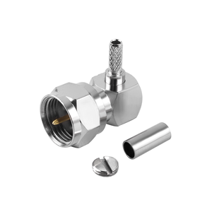 Connettore Coassiale RF Maschio Tipo F ad Angolo Retto a Crimpare per Cavi RG6 RG59 RG174 RG316 RG179 Serie LMR CATV <span class=keywords><strong>TV</strong></span> Antenna - Product Image 1