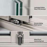 Ventana Corredera de PVC con Vidrio Laminado Tintado Personalizado, Resistente al Viento y a Huracanes, para Residencias Costeras