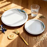 Bleu Jaune Couleur Contrastée Ins-Style Design Assiette À Dîner Vaisselle À Manger De Luxe Pièce Maîtresse Plat Léger Anti-Déversement