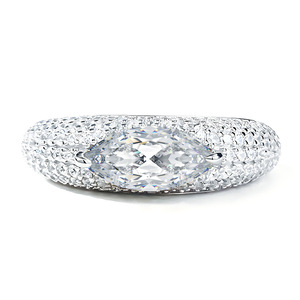 Anello da Donna NOVA Brand Influencer in Argento Sterling S925 Placcato Oro con Moissanite Taglio Marquise 5x10 e Micro Pavé a <span class=keywords><strong>Stelle</strong></span> Pieno - Product Image 1