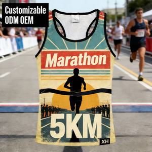 Camiseta Deportiva Unisex Personalizada para Maratón, Transpirable, 100% Poliéster, Anti-UV, para Verano, con Logotipo Personalizado Impreso - Product Image 1