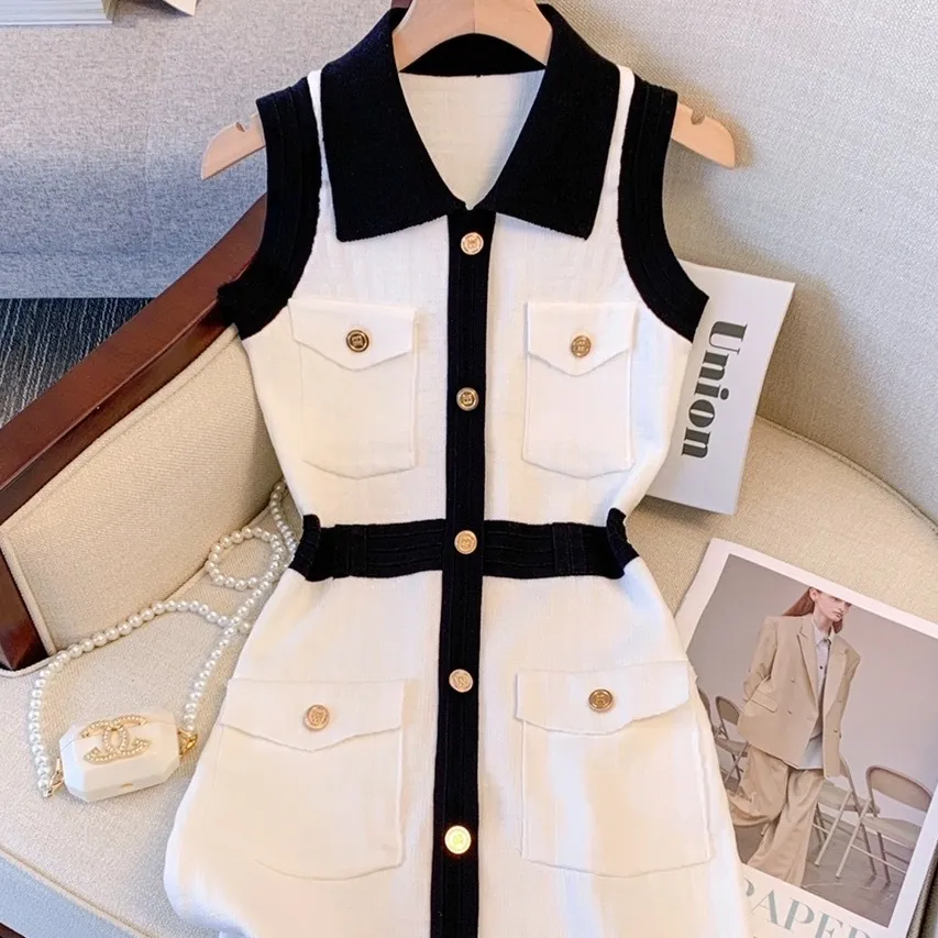 Fashion Style Black And White Women Mini Dress Jacquard Casual Summer Ladies Dress