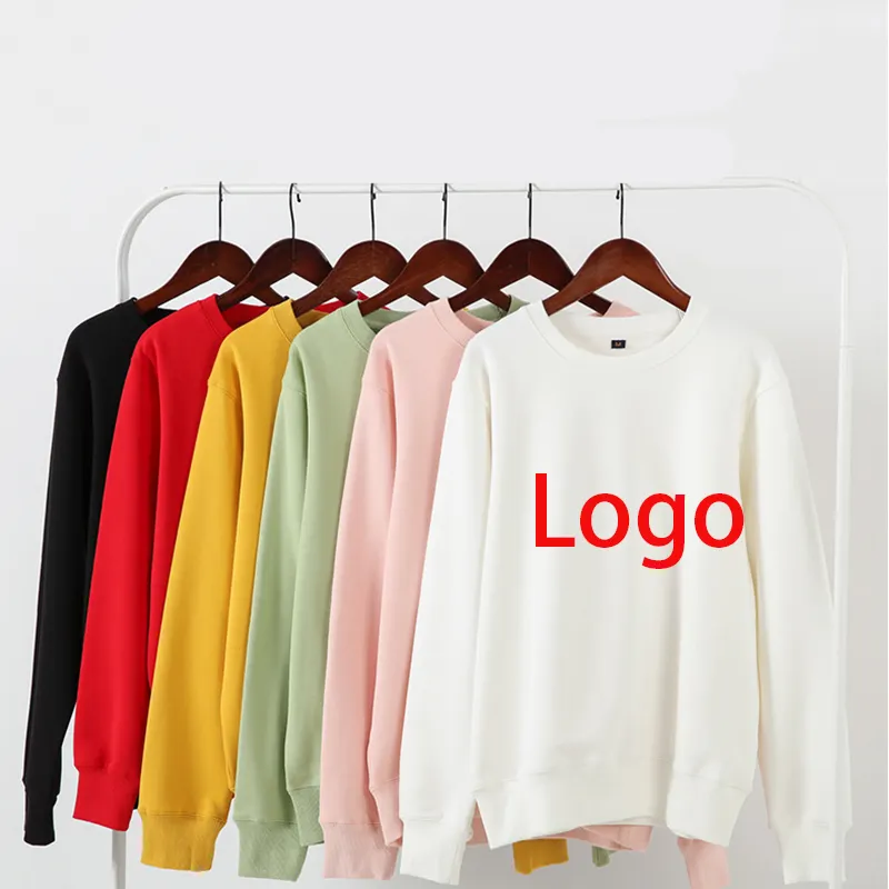 New style wholesale Custom Logo Polyester / Cotton rib Crew Neck Pullover Printing Sweatshirt unisex pullover hoodies