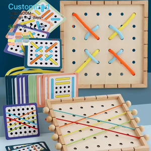 EDULAND OEM ODM Montessori Children's Wooden Fine Motor Skills Kid's Threading Board <strong>Game</strong> Educational Lacing Activity Toys - Product Image 3