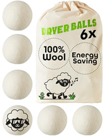 Lot de 6 boules de séchage en laine biologique réutilisables, alternative au conditionneur de linge, réduisent le temps de séchage pour les doudounes