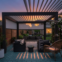 Kit de pergola bioclimatique autoportante Airfun en aluminium avec revêtement en poudre - Toit rétractable à lames motorisées, protection UV