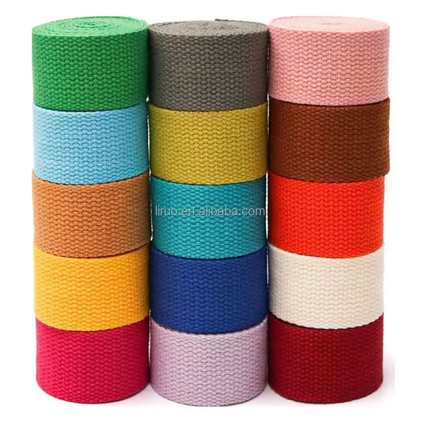 Heavy duty Colorful Woven polycotton Webbing for Bag Strap yoga belt