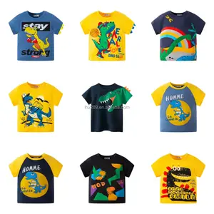 Dinozor 3D T-shirt çocuk yürüyor T-shirt boş Boy pamuk karikatür çocuk kısa kollu T-shirt