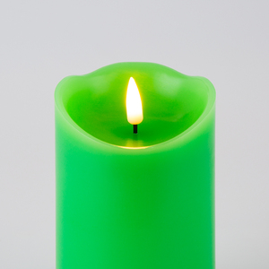 Matti's Home Decoration 3D Real Flame Pillar <strong>Green</strong> Paraffin Wax Battery Operated Flickering Led <strong>Candle</strong> - Product Image 2
